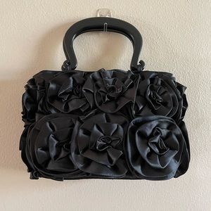 Black satin purse